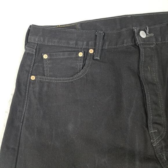 Levis 501 Jeans Mens 38x32 Black Straight Leg Button Fly Denim Classic Fit - Picture 3 of 14